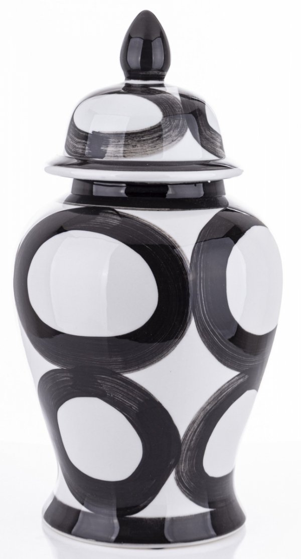 Pojemnik ceramiczny wazon z chińskiej ceramiki biało czarny