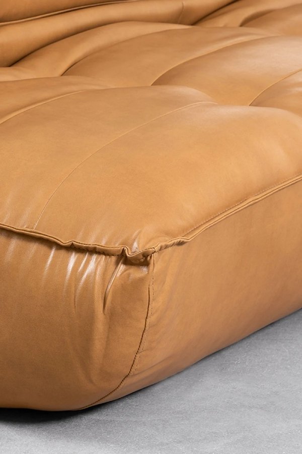 Rozkładana Sofa Do Salonu Skórzana Mateo Brąz