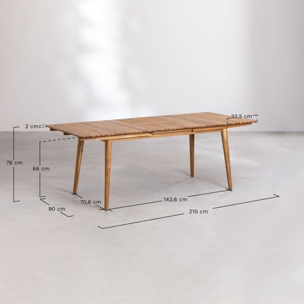zestaw ogrodowy Terry stół rozkładany  (160-210x90 cm) + 6 krzeseł z drewna akacjowego
