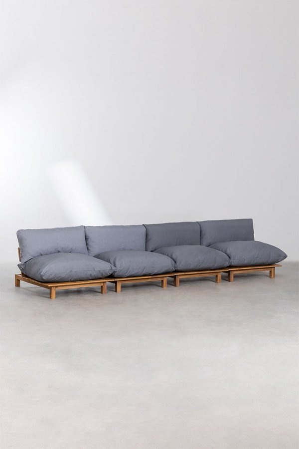 Czteroosobowa sofa Galia ogrodowa rozkładana krem/antracyt z poduchami