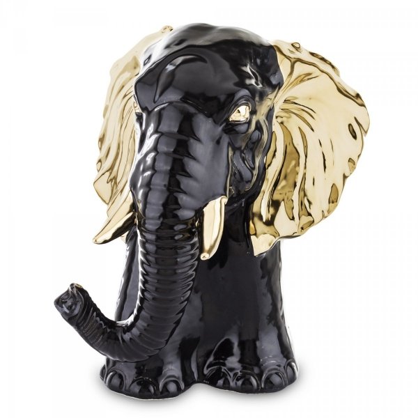 Figurka dekoracyjna ozdoba słoń z porcelany czarny