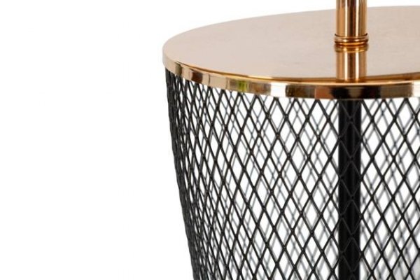 Lampa na stół do salonu Torre z metalu z materiałowym abażurem