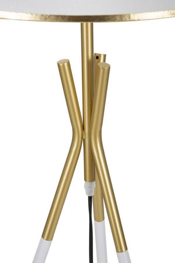 Lampa stojąca-podłogowa Mauro złota z białym abażurem