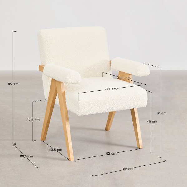 Zestaw prostokątnego stołu Aura z okleiną ceramiczną (200x100 cm) i sześcioma krzesłami z drewna jesionowego i tkaniny bouclé Lucca