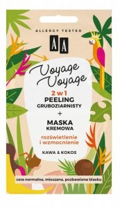 AA Voyage Voyage Peeling gruboziarnisty + Maska kremowa 2w1 Kawa i Kokos  2x5ml