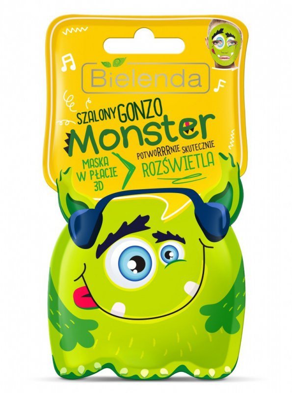 Bielenda Monster Maska w płacie 3D rozświetlająca Szalony Gonzo  1szt