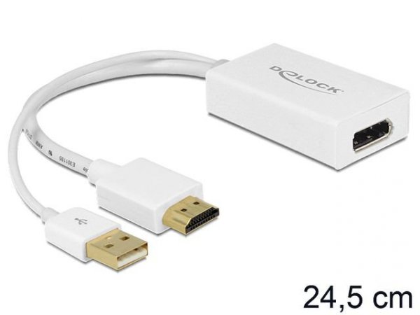 Delock Adapter HDMI(M)-&gt;Displayport(F)+USB(M) 24cm