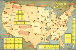 WORLD WAR ZED: USA canvas map 11 x 17