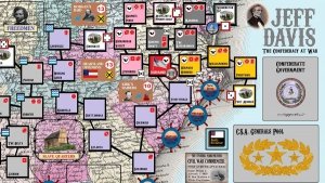 Jeff Davis: The Confederacy at War canvas map 11 x 17