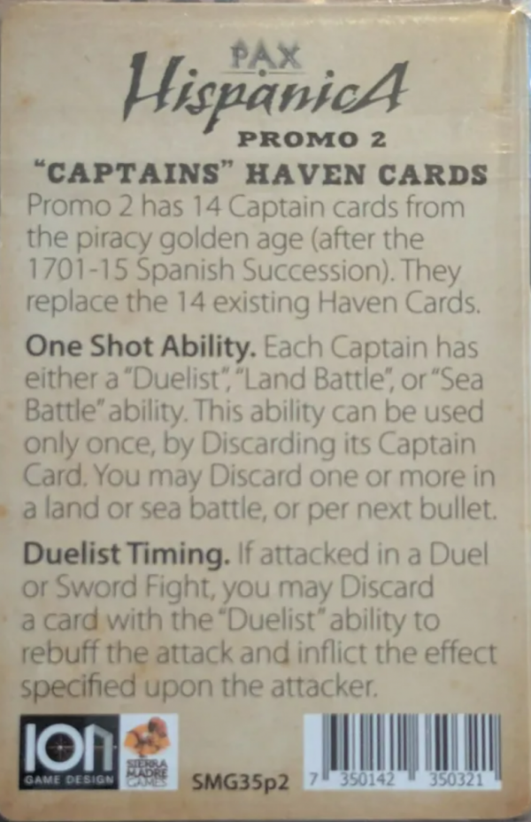 Pax Hispanica Game Promo Pack #2 - "Captains" Haven Cards