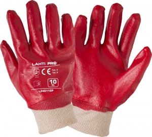 L240109W Rękawice PVC czerwone [L240109P], 12 par, 9, CE, LahtiPro