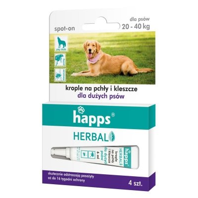 Krople na pchły i kleszcze dla dużych psów Happs Herbal