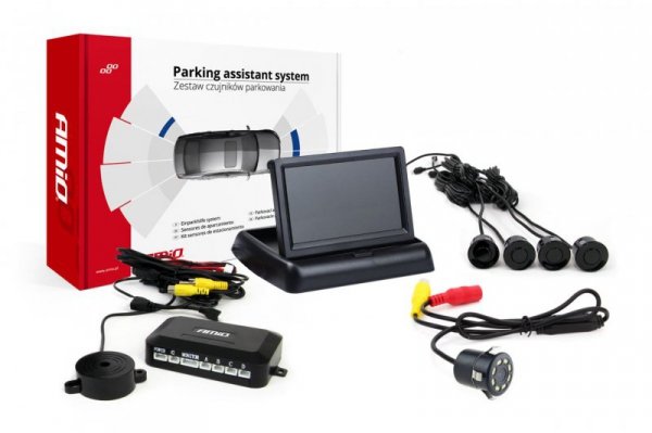 Zestaw czujników parkowania tft02 4,3" z kamerą hd-308-led 4 sensory czarne