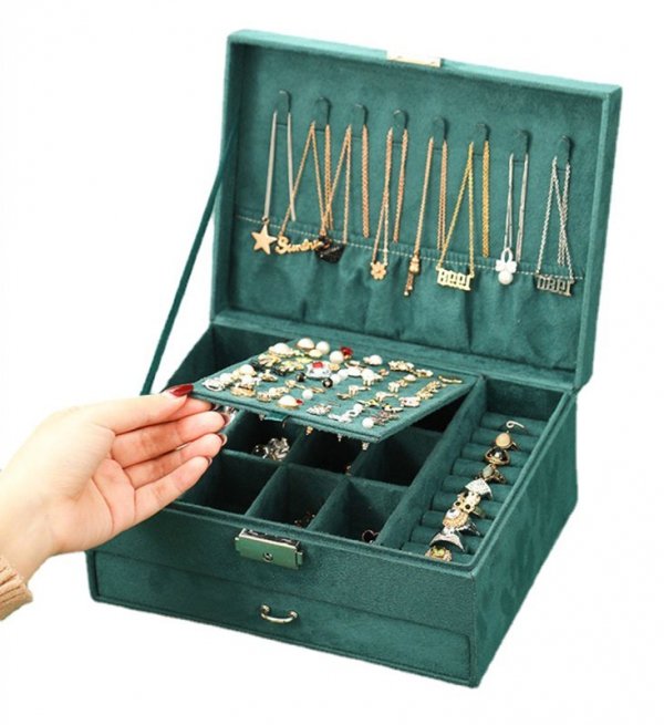CA7 Pudełko organizer do biżuterii        zielony