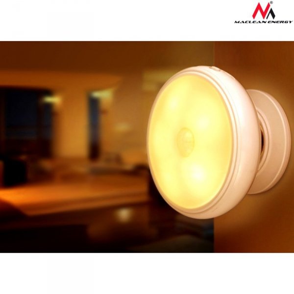 Lampa LED z sensorem ruchu Maclean, magnes, tylne podświetlenie, tryby świecenia: ciągły, czujnik PIR, 3xAAA, MCE223