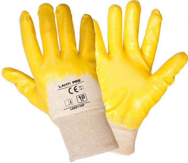 Rękawice nitr. żółt-białe l220108p, 12 par, "8", ce, lahti