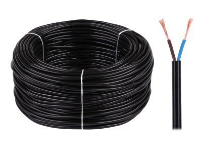 Kabel elektryczny OMYp 2x0,5 300/300V czarny