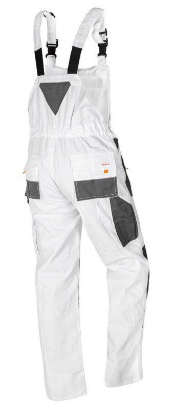 Spodnie robocze na szelkach, białe, HD, rozmiar LD/54