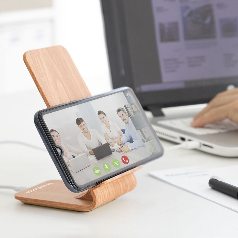 Bezprzewodowa Ładowarka w Imitacji Drewna z Podstawką Qistan InnovaGoods