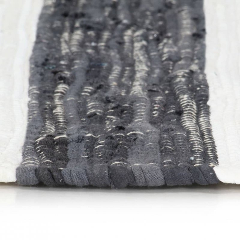 Ręcznie tkany dywan Chindi 160x230cm bawełna, antracytowo-biały