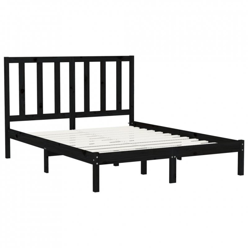 Rama łóżka, czarna, lite drewno, 160 x 200 cm