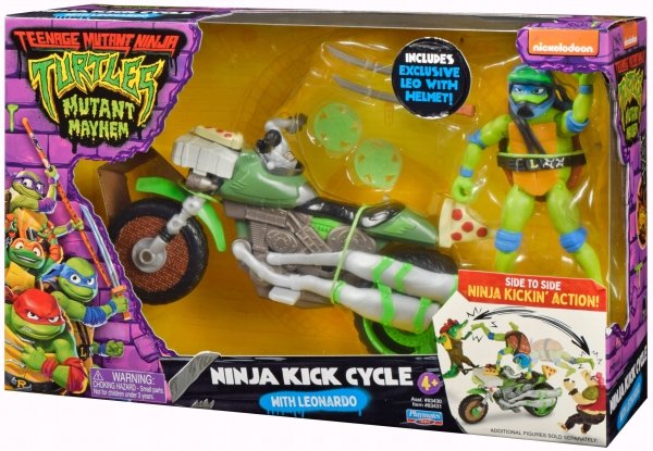 Wojownicze Żółwie Ninja Leonardo + Motocykl +Akces