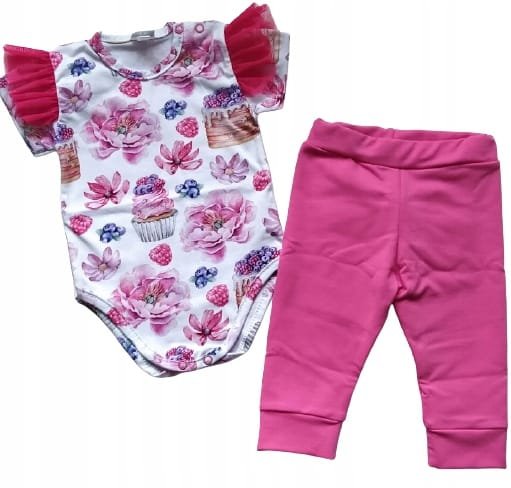 Komplet niemowlęcy body spodnie różowy Gamex 80
