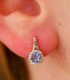 Komplet diament  topaz naszyjnik kolczyki złoto 585 