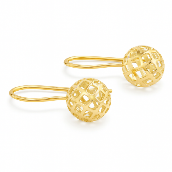 Kolczyki bigiel okazałe ażurowe kule złoto 375 