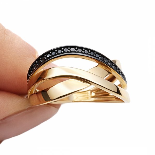 Pierścionek szeroka obrączka wstęga   złoto 585 