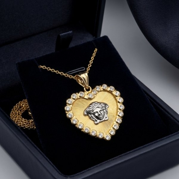 Wisior serce  diamentowane LEW modny złoto 585