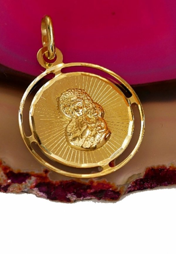 Częstochowska medalik koło złoto 585