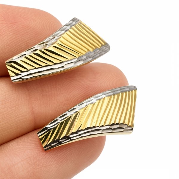 Kolczyki skośne muszle kolor  złoto 585 