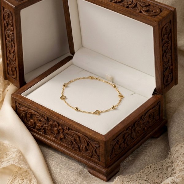 Bransoletka z motywem serca złoto 585