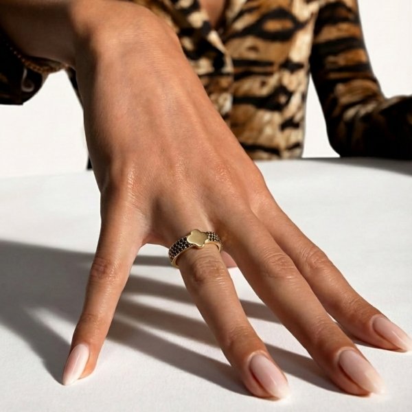 Pierścionek z marokańską koniczyną R.12 złoto 585