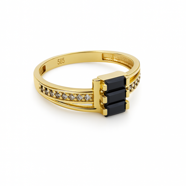 Pierścionek z kamieniami bagietkowymi R.15 złoto 585