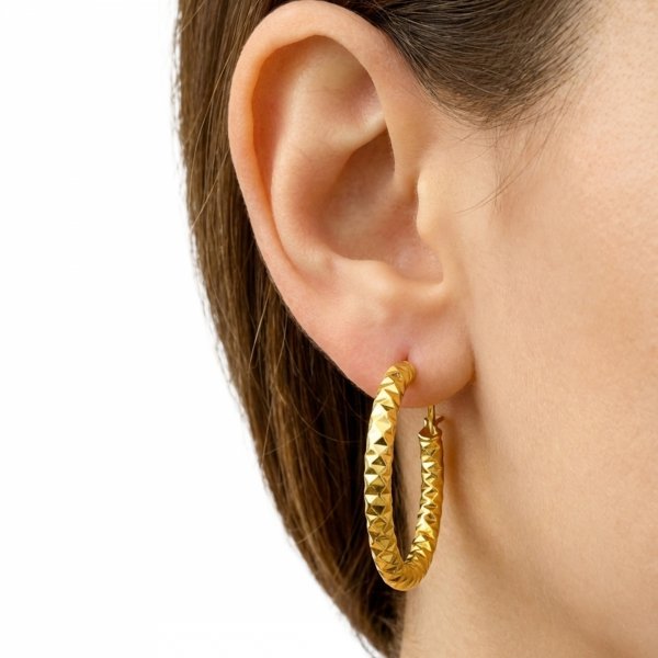 Kolczyki koła grawer 3D złoto 585