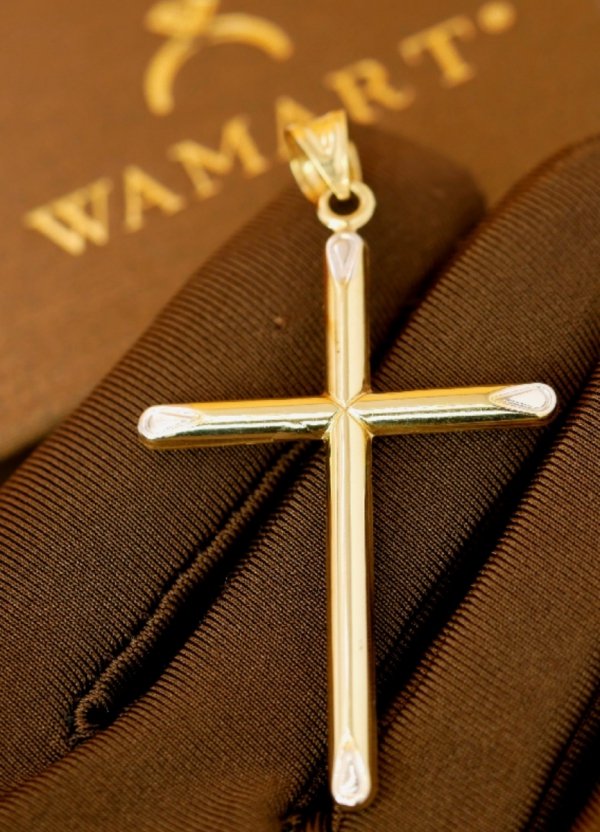 Wisior krzyż 6CM ścinany  3d złoto 585 