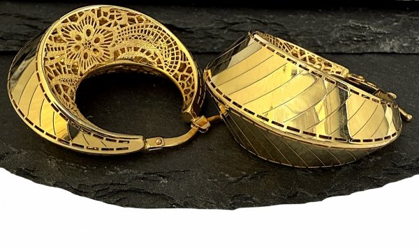  Kolczyki 16mm okazałe koła ażur koronka złoto 585 