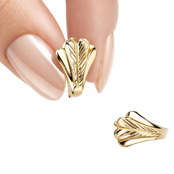 Kolczyki wachlarze grawerowane złoto 585