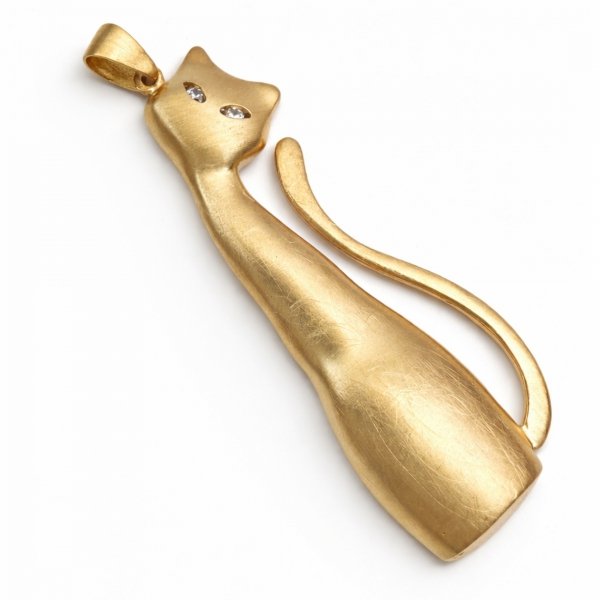 Wisior pozłacany kot oczy cyrkonie art srebro 925 