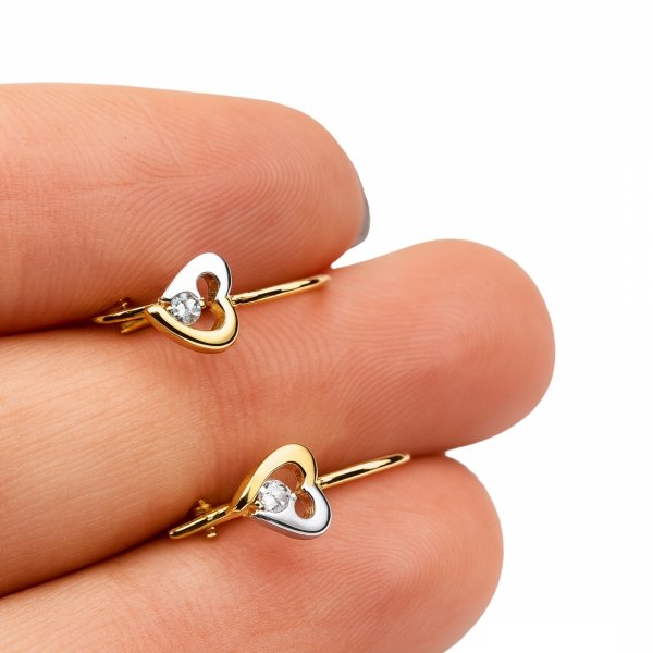 Kolczyki serca kolor złoto 585 
