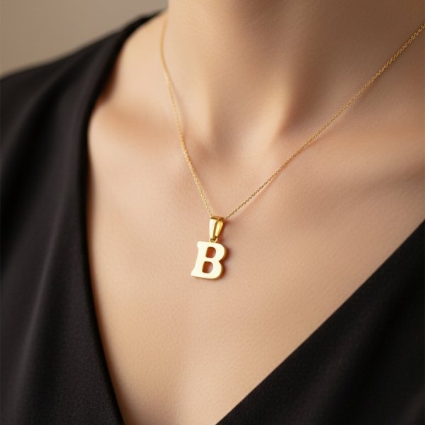 Wisior litera B gładka drukowana złoto 585 