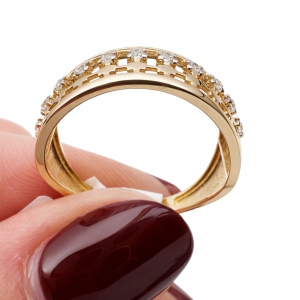 Pierścionek szeroka obrączka  ażurowa R.15 złoto 585 