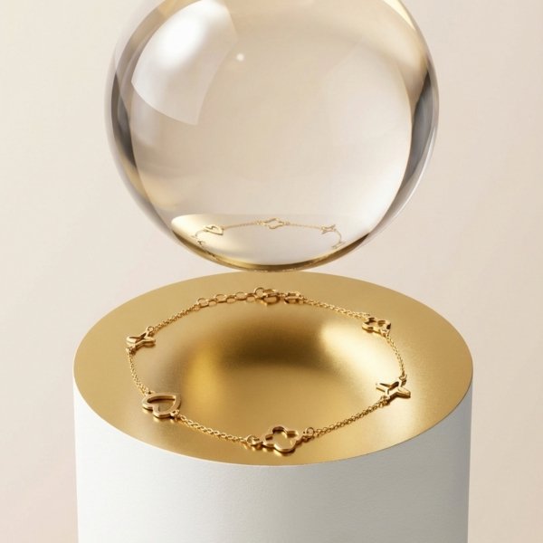 Bransoletka z motywem serca i koniczyny złoto 585 