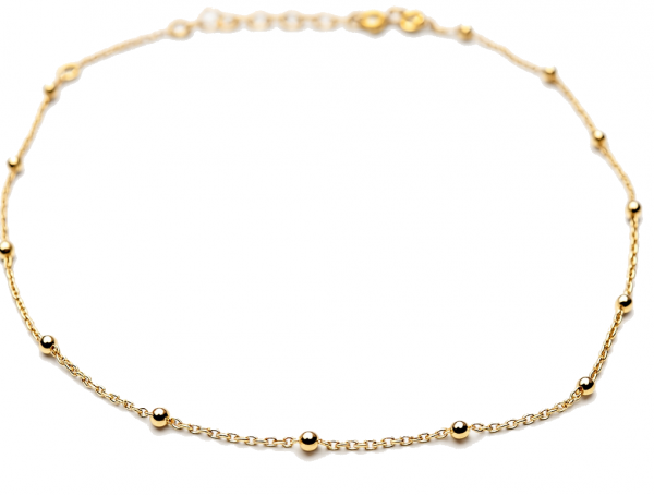 Bransoletka na nogę z kulkami złoto 585