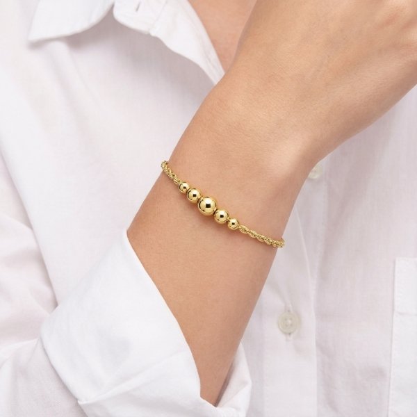 Bransoletka pięć kulek 19cm złoto 585 