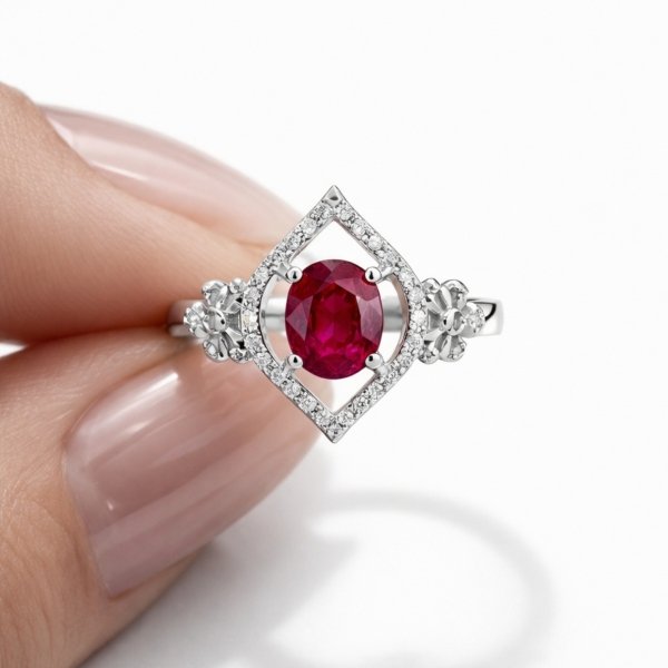 Pierścionek z naturalnym rubinem srebro 925