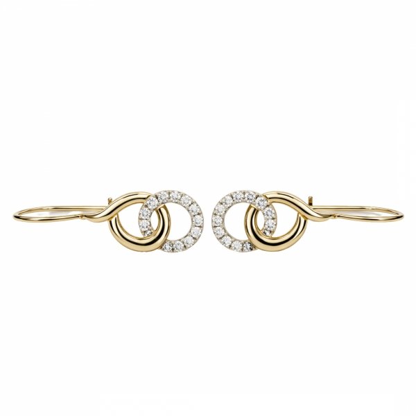 Kolczyki zapięcie bigiel spleciona forma z kamieniami złoto 585 