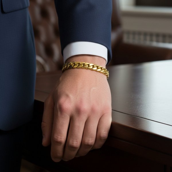 Bransoletka Gęsty Pancer 20 cm  złoto 585